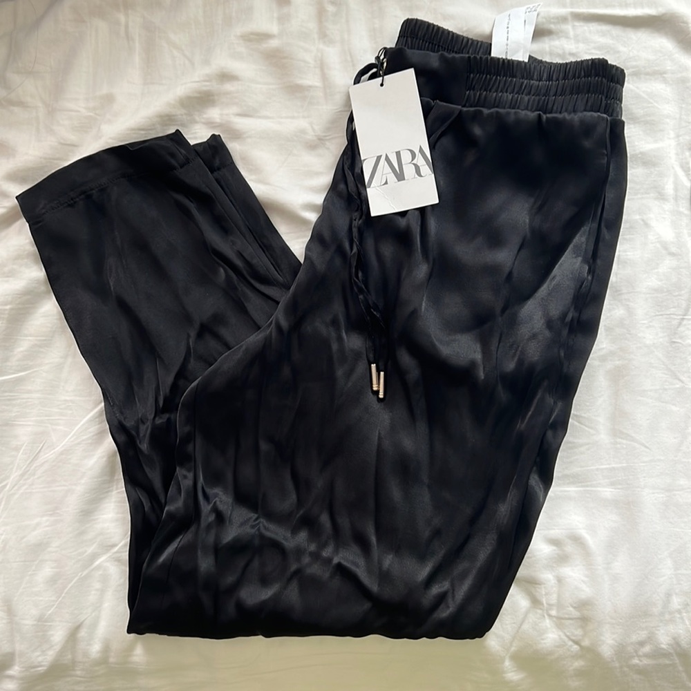Zara: Drawstring silk pants